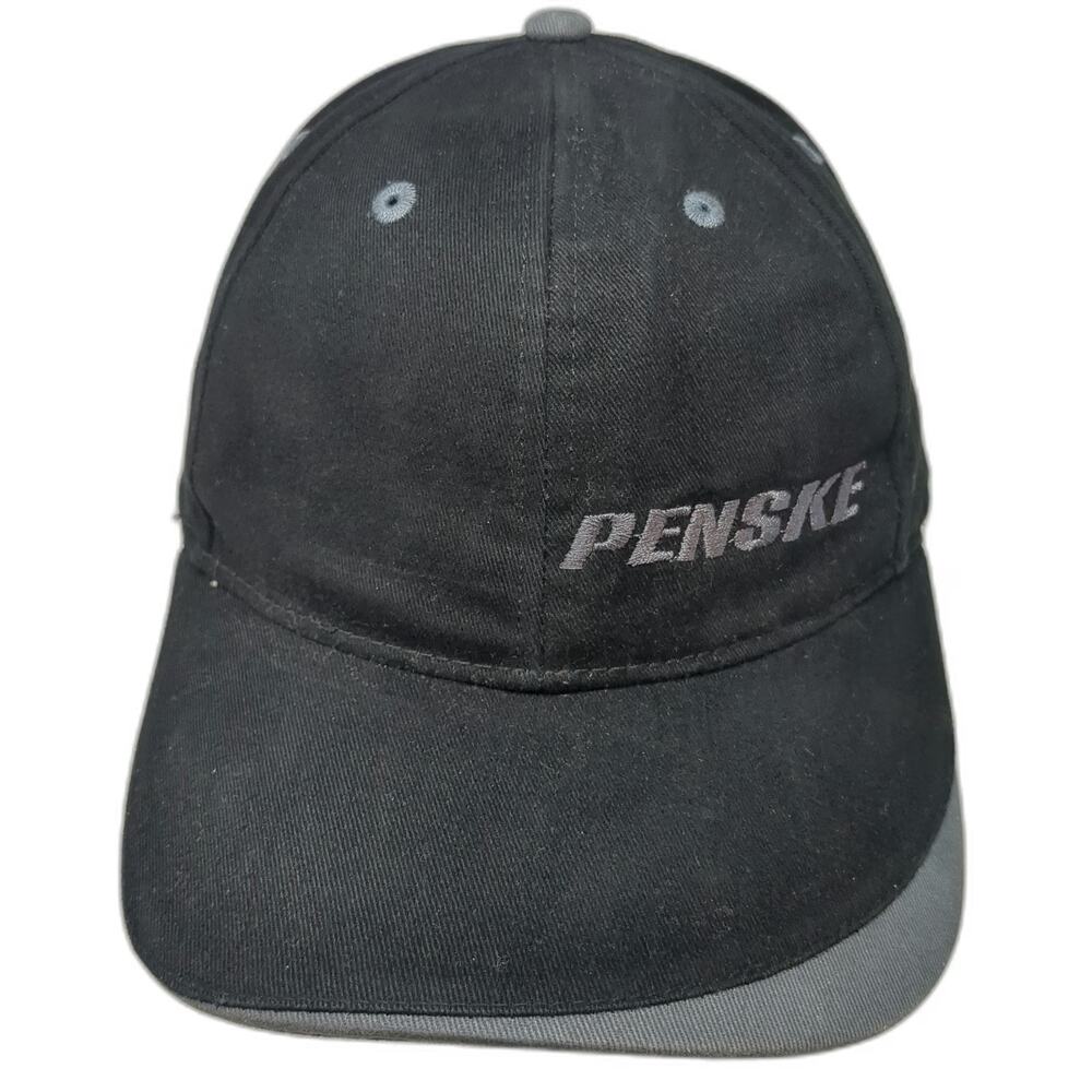 Sportsman Penske Logo Baseball Cap Black One Size Strapback Gray Accents Hat
